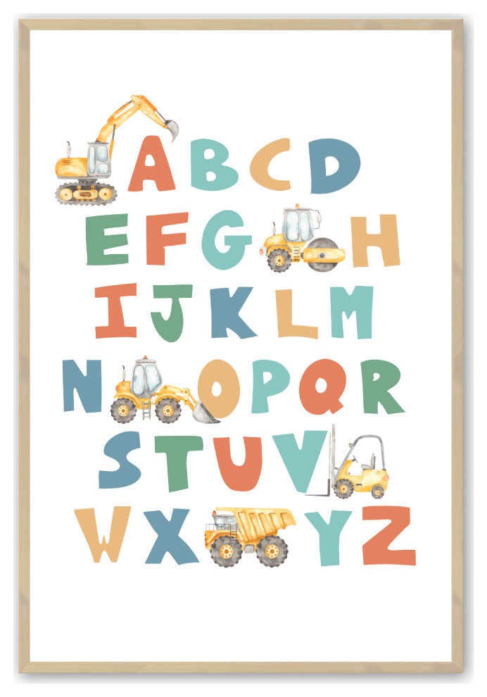 Raw Maple 11" x 14" Construction Alphabet