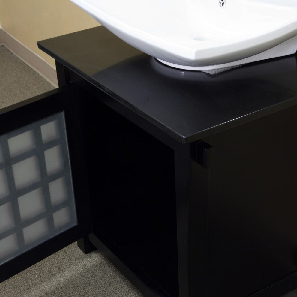 30" Single Sink Vanity, Wood, Black