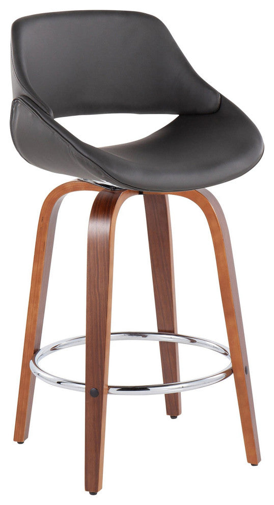 Fabrico Counter Stool, Set of 2, Gray Pu, Chrome