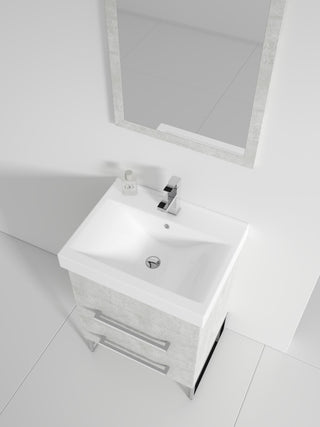 Fine Fixtures Modern Vanity Set, Gray Marble, 24", Polished Chrome Hardware