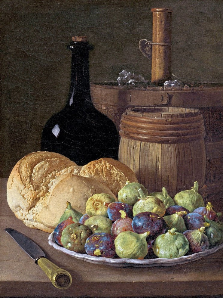 Tile Mural, Still Life With Figs and Bread By Luis Melendez Ceramic, Glossy