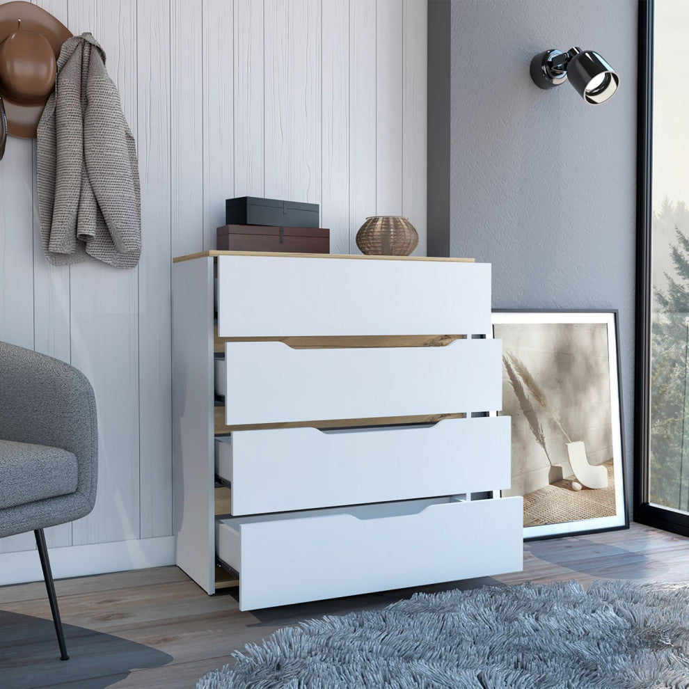 Aralia Drawer Dresser, White / Light Oak