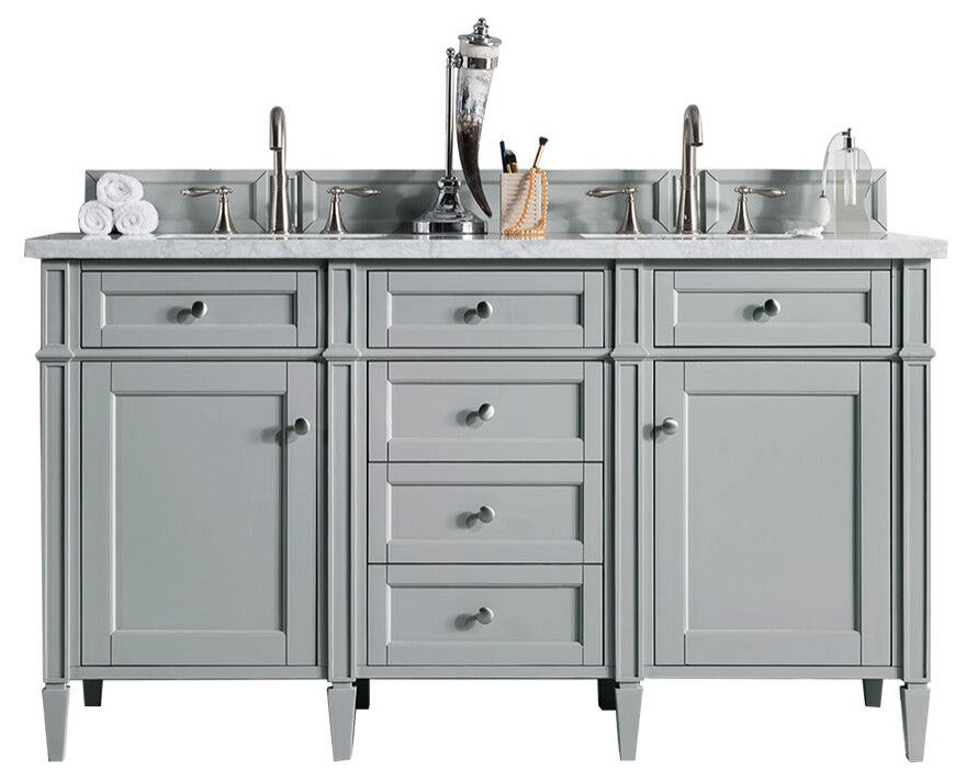 James Martin 650-V60D-UGR-3AF Brittany 60" Double Vanity w/ Arctic Fall Top