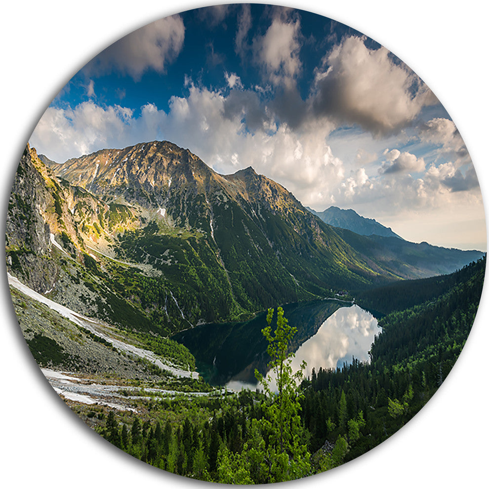 Summer At Polish Tatra Mountains, Landscape Disc Metal Wall Art, 36"