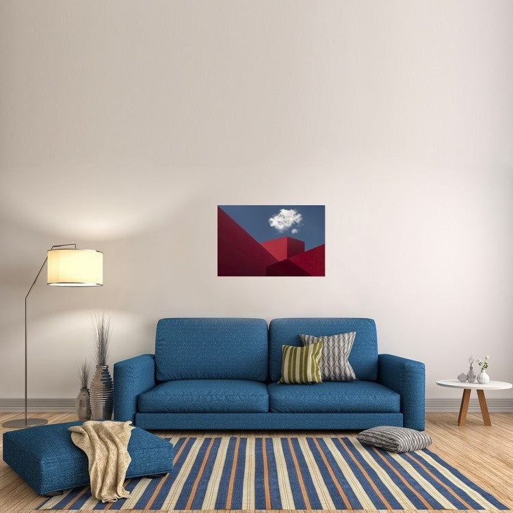 "Red Shapes" Stretched Canvas Giclee by Hugo Borges, 36x24"