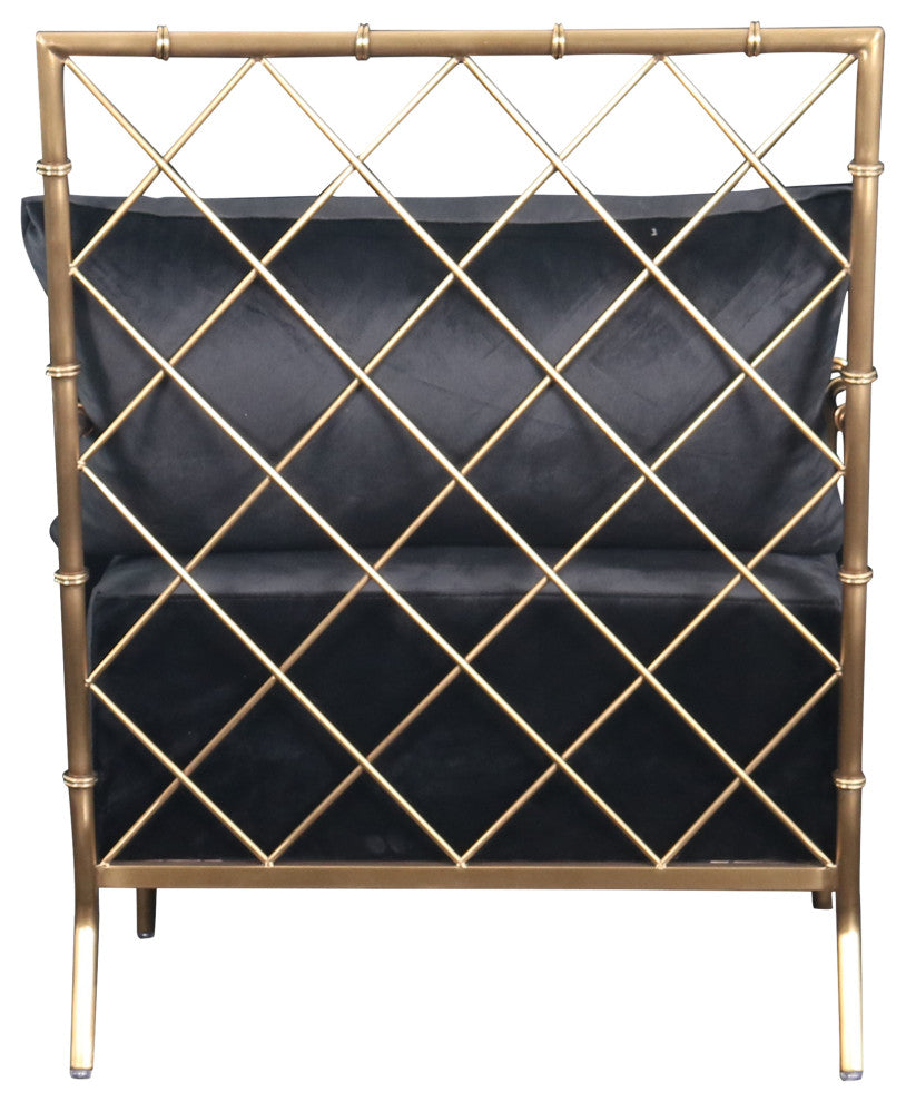 Divani Casa Ignacio Glam Black Velvet and Gold Accent Chair