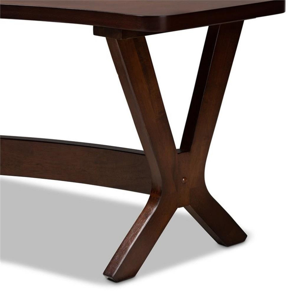 Bowery Hill Modern Wood Curved Dining Bench in Walnut Brown