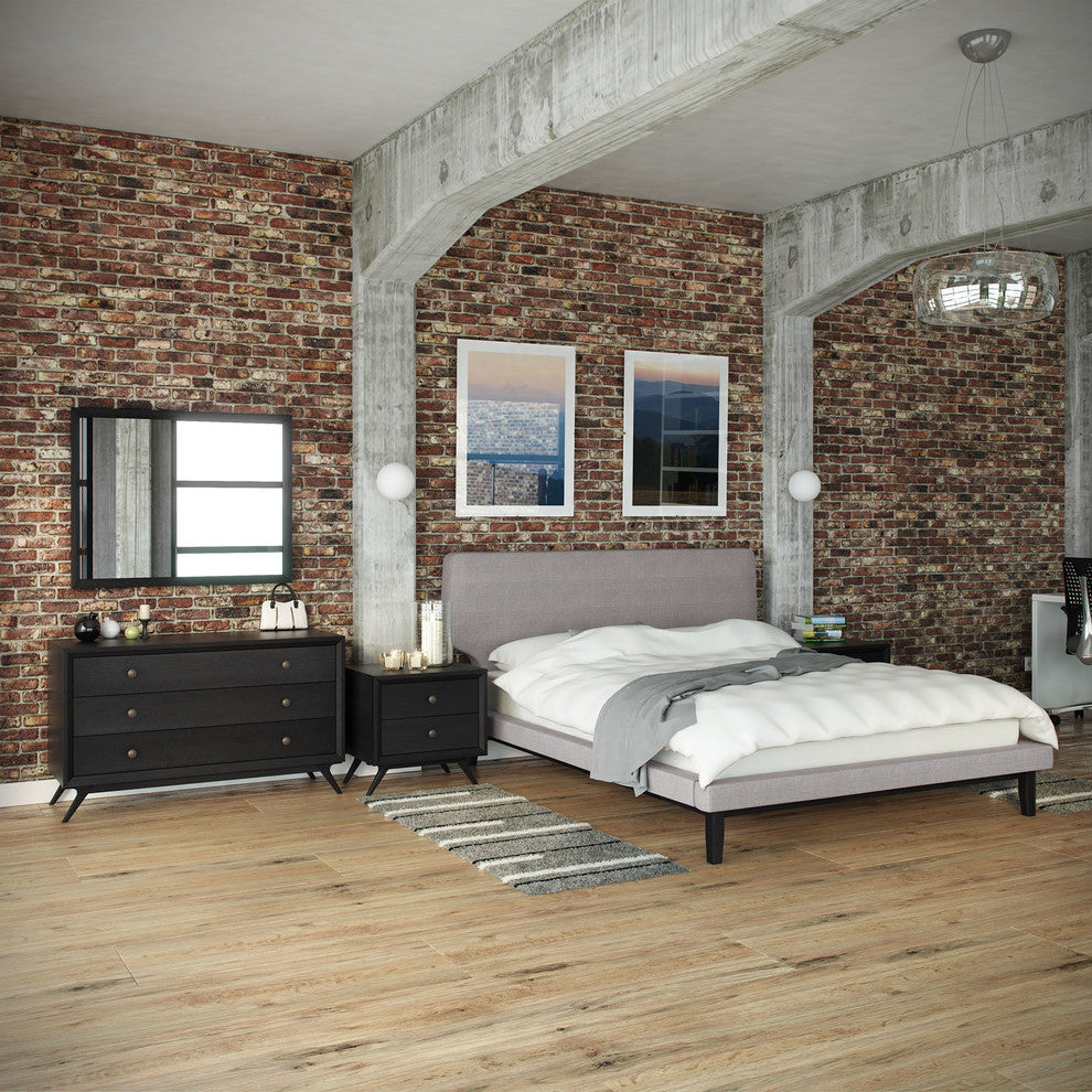 Bethany 5 Piece Queen Bedroom Set, Black Gray
