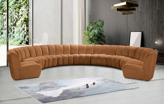 Infinity Channel Tufted Velvet Modular Chair, Saddle, 9 Piece