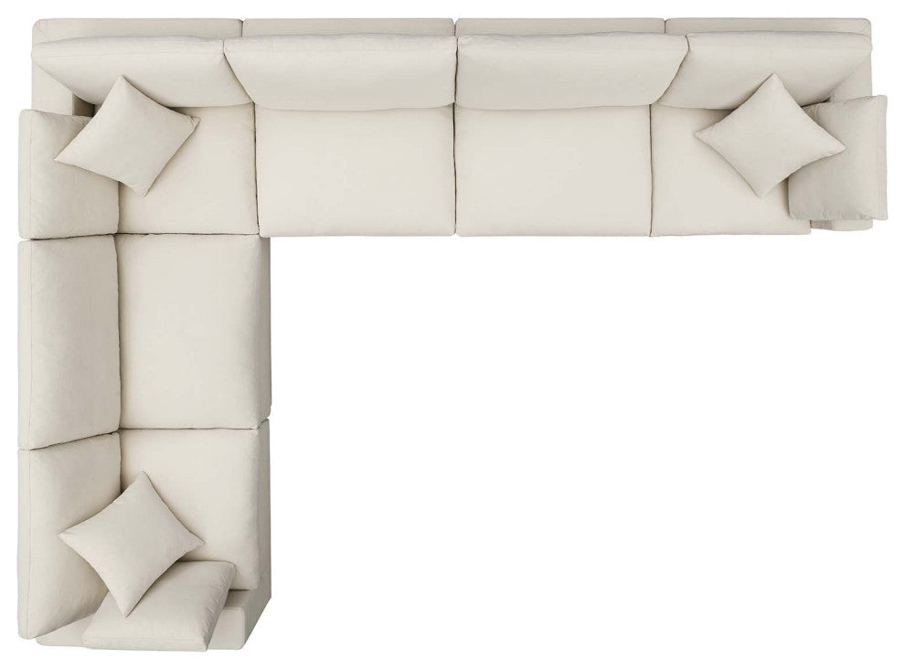Commix Down Filled Overstuffed 6 Piece Sectional Sofa Set, Light Beige