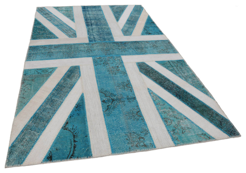 Rug N Carpet - Handwoven Turkish 6' 4'' x 9' 11'' Flag Patchwork Rug
