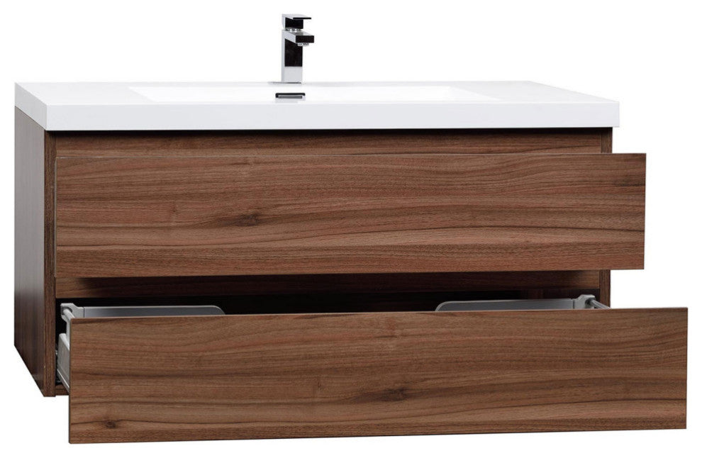Angela 42" Wall-Mount Bath Vanity, Walnut