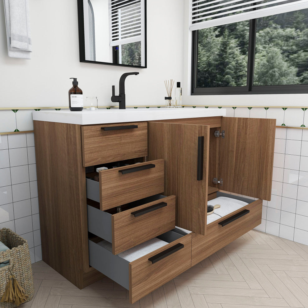 Carla 48" Freestanding Bathroom Vanity, Rosewood