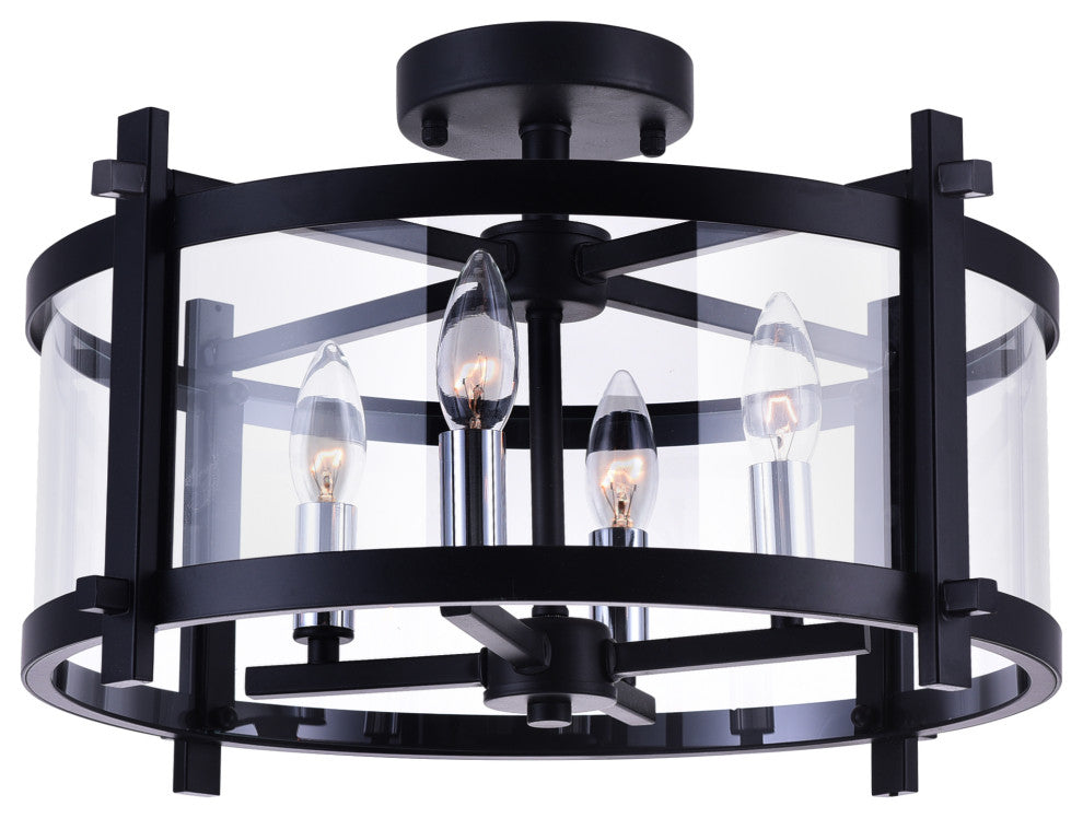 Miette 4 Light Cage Flush Mount With Black Finish
