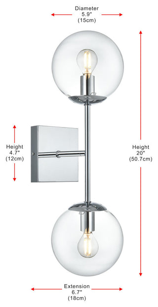 Elegant Lighting LD2357 Neri 2 Light 6"W Vanity Light - Chrome