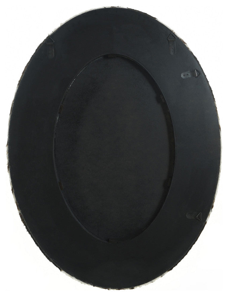 Cow Hide Mirror Faux Animal Printed With Hammer Nail Trim