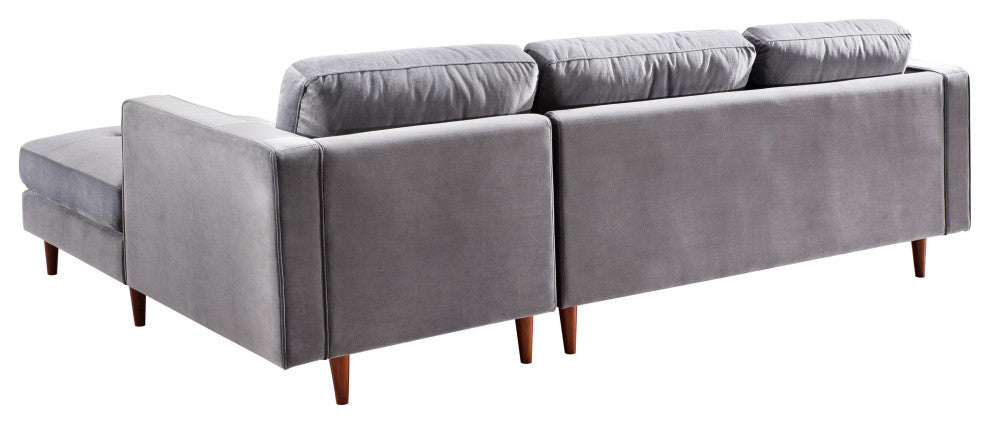Como Grey Velvet Sectional RAF - Grey