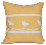 Birdwalk, Animal Print Pillow, Yellow, 16"x16"