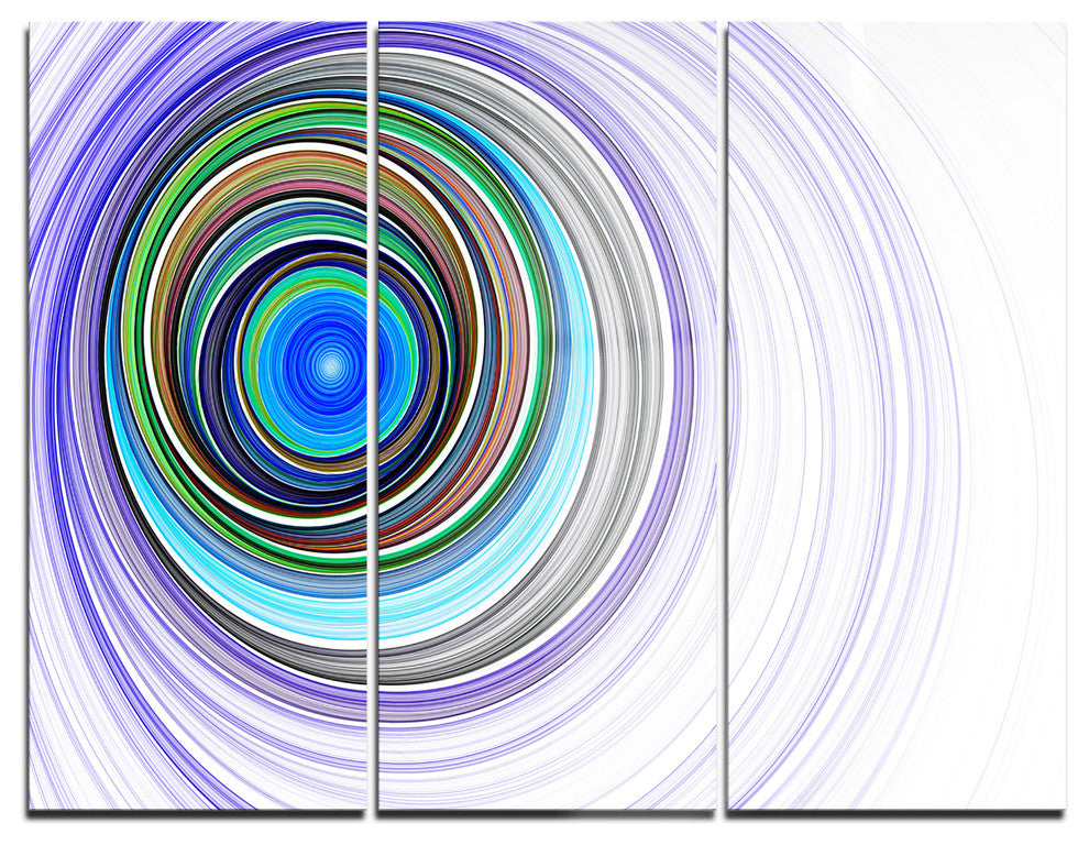 "Endless Tunnel Purple Ripples" Digital Metal Wall Art, 3 Panels, 36"x28"