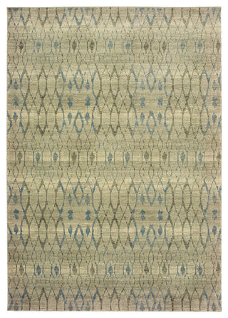 Raquel Distressed Geometric Ivory/ Blue Area Rug, 9'10"x12'10"