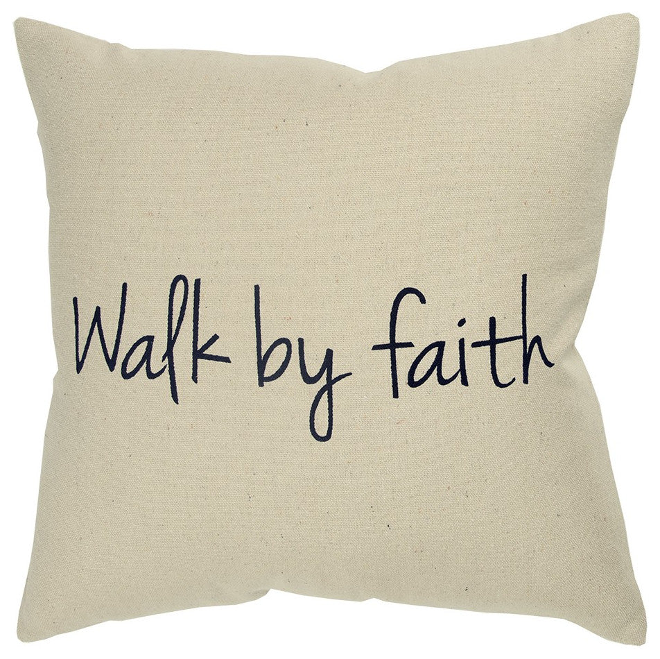 Black Taupe Canvas Walk by Faith Throw Pillow
