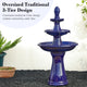 Cobalt Blue 3-Tier Ceramic Outdoor Fountain