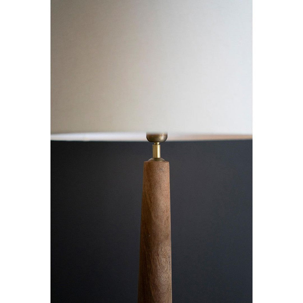 Classic Rustic Tapered Wood Column Floor Lamp 61 in Rich Grain Minimalist