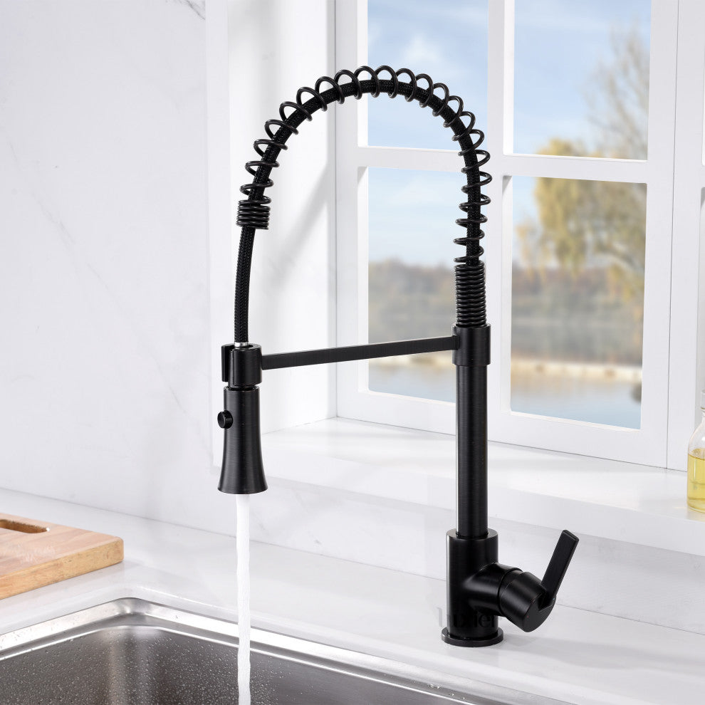 Luxier KTS13-T Single-Handle Pull-Down Sprayer Kitchen Faucet, Oil Rubbed Bronze