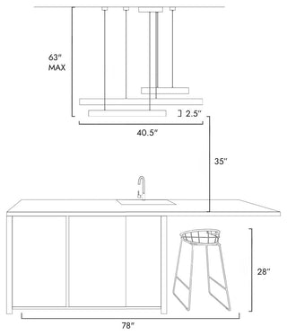 LNC 3-Tier LED Bar, 40.5" Black Modern Linear Kitchen Island Light