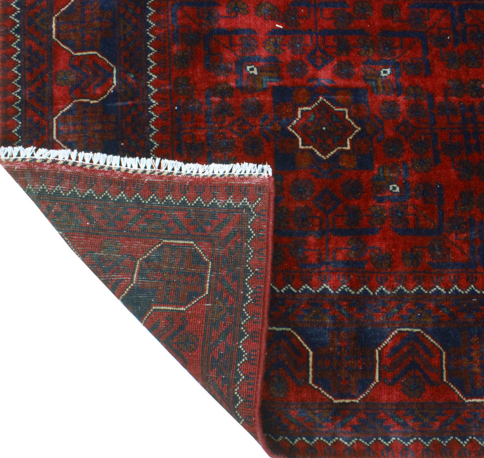 Khamyab Musayyab Red/Navy Runner, 2'9x12'7