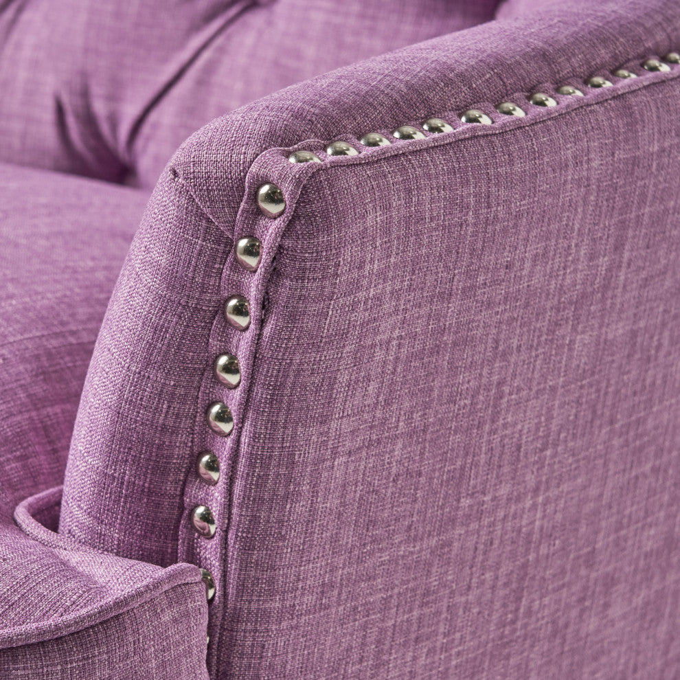 GDF Studio Laxford Light Purple Tufted Fabric Club Chair