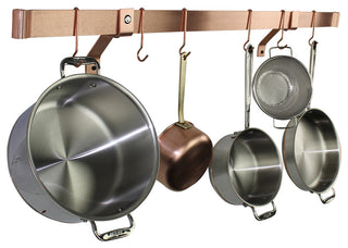 Handcrafted 48" RolledEndBar ONLY, Brush Copper(Requires WallBrackets or Hooks)