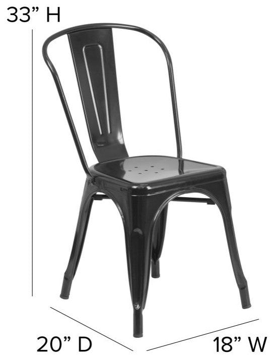 Perry Commercial Grade Metal Indoor-Outdoor Stackable Chair w/All-Weather Seat,