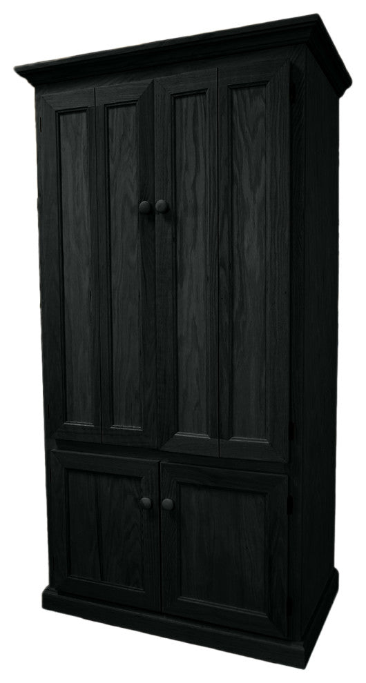 Traditional Oak Computer Armoire, Black