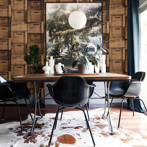 Wooden Crate Wallpaper, Brown, Bolt