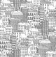 Illustrated Cityscape Wallpaper, Black & White, Bolt