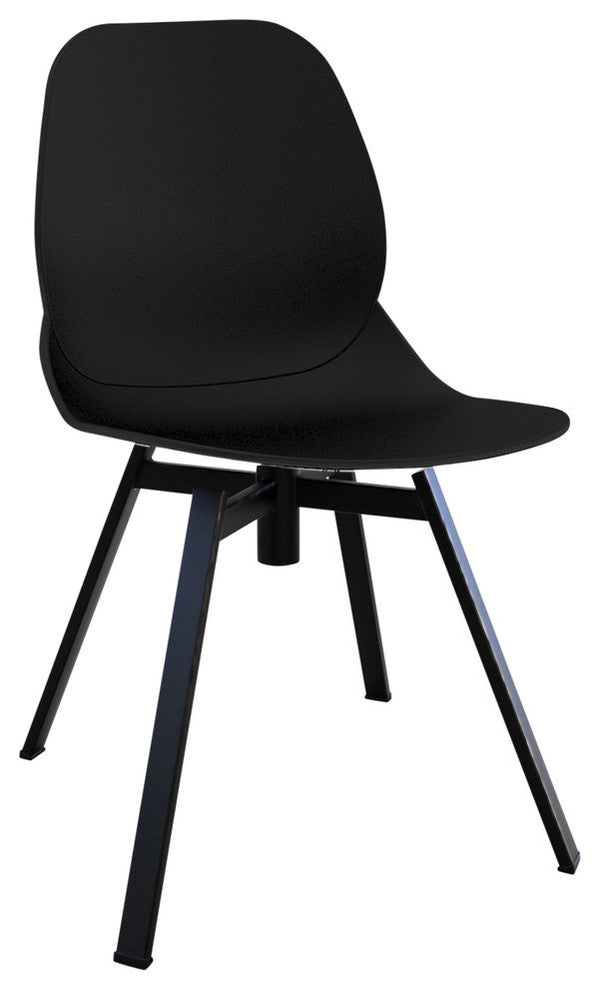 Joy Series Shell Side Swivel Chairs With Metal Leg, Set of 2, Black