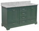 Harper 60" Bathroom Vanity, Sage Green, Carrara Marble, Double