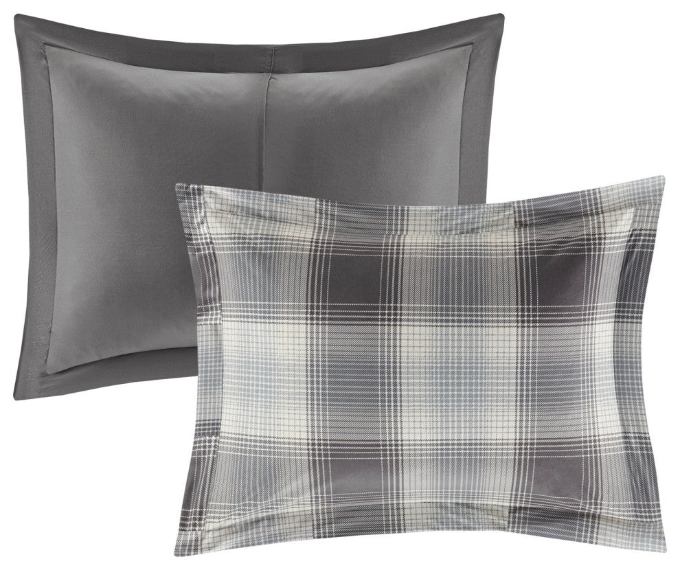 Woolrich Woodsman Plaid Soft Spun Comforter Mini Set, Liber Grey