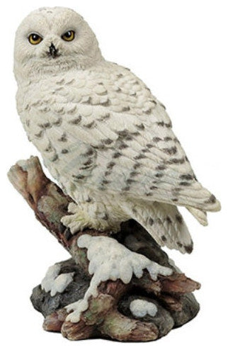 Snow Owl Perching On Branch Statue