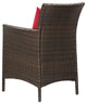Side Dining Chair Armchair, Set of 4, Rattan, Wicker, Brown Red, Modern, Outdoor