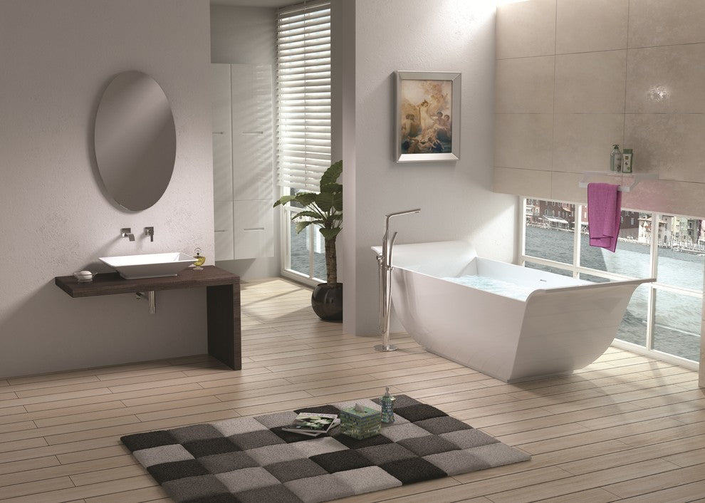 ADM Curved Freestanding Bathtub, Matte White, 76.8"