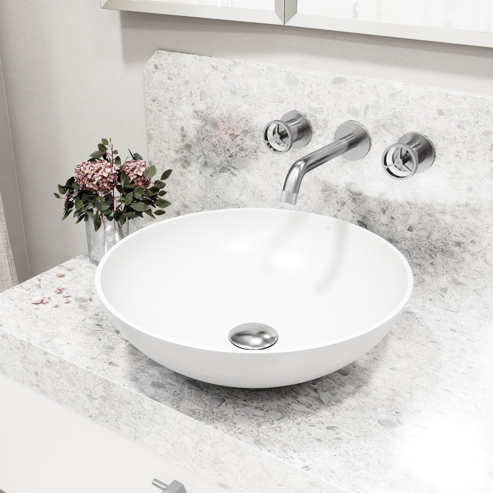 VIGO Cass 3" H 2-Handle Wall Mount Bathroom Faucet, Brushed Nickel