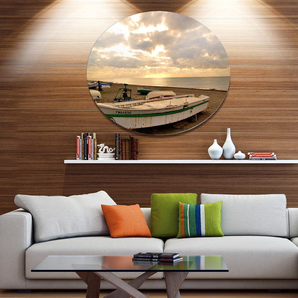 Rincon De La Victoria Beach, Seashore Round Metal Wall Art, 11"