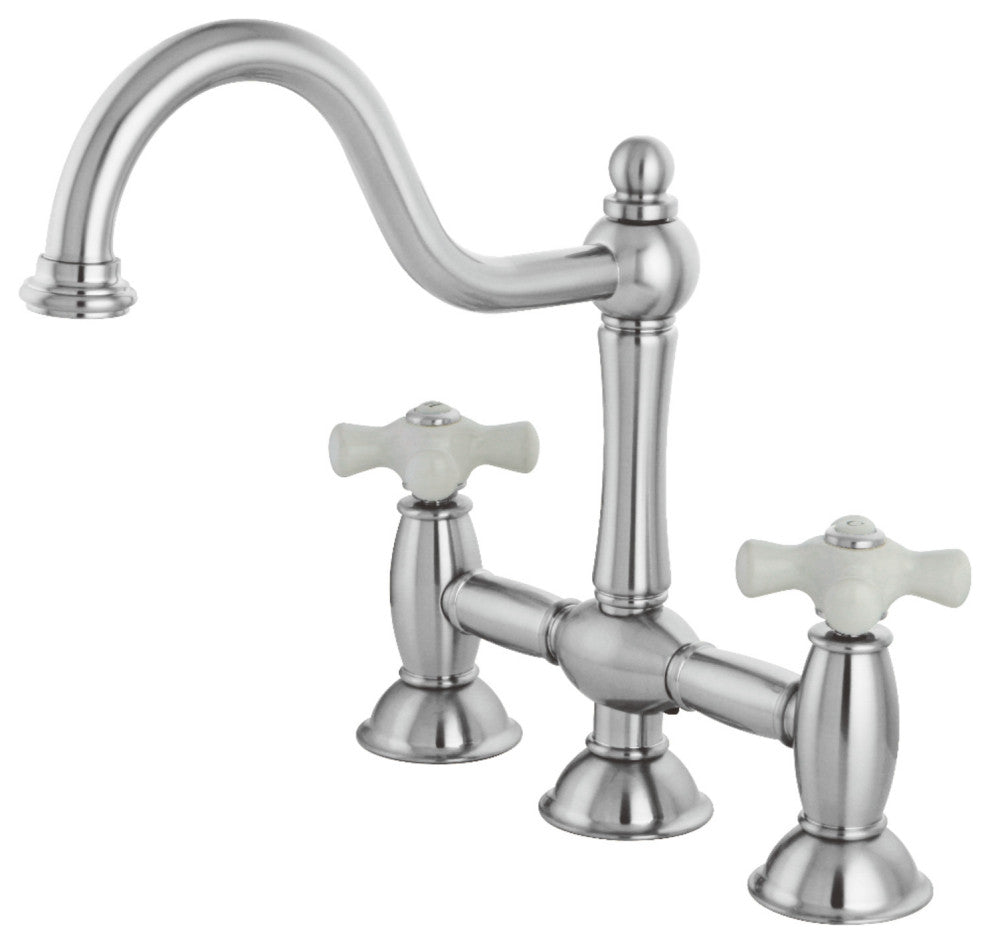 Kingston Brass Bridge Kitchen Faucet, Polished Chrome