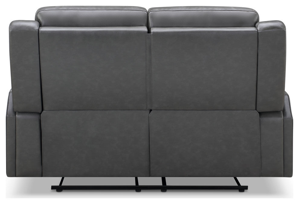 Rhodes Top-Grain Leather Manual Reclining Loveseat, Gray