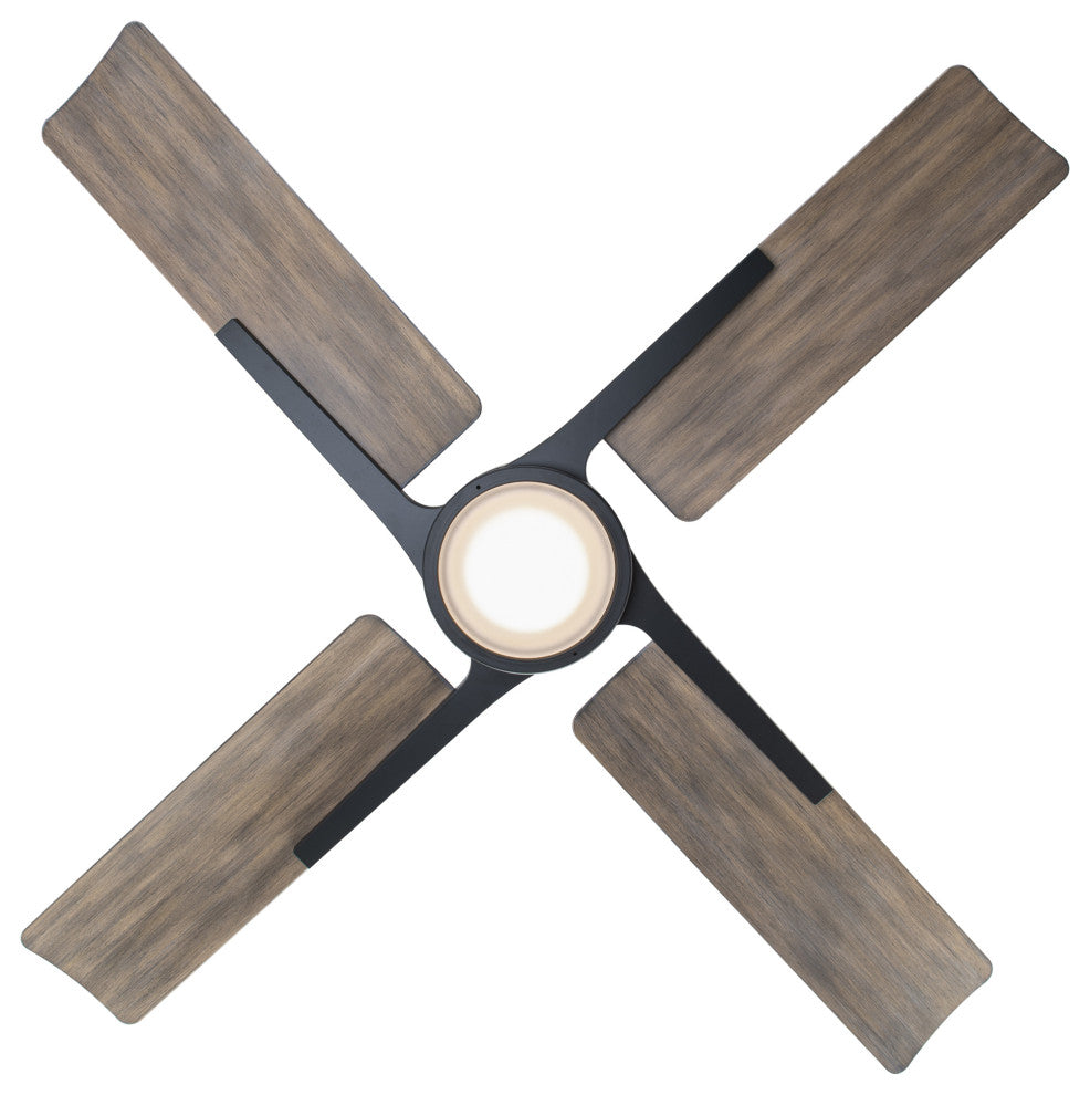 Cervantes 4-Blade Smart Ceiling Fan 56" Matte Black Dark Walnut, 2700K LED Kit