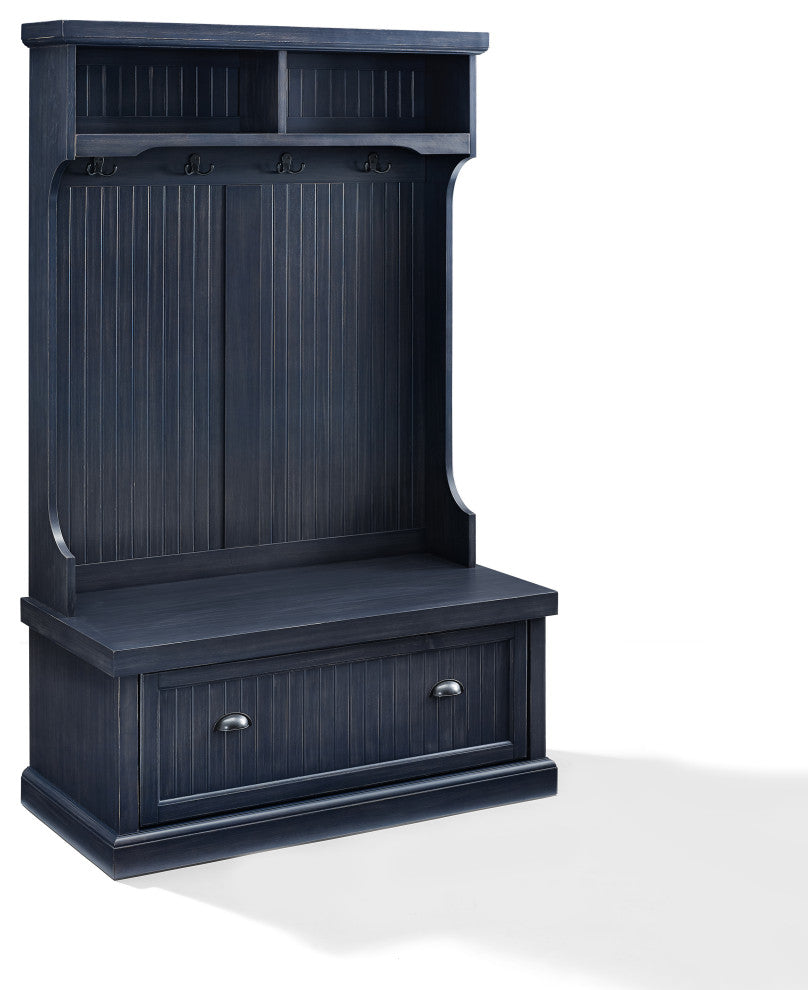 Seaside Hall Tree, Distressed Navy Finish
