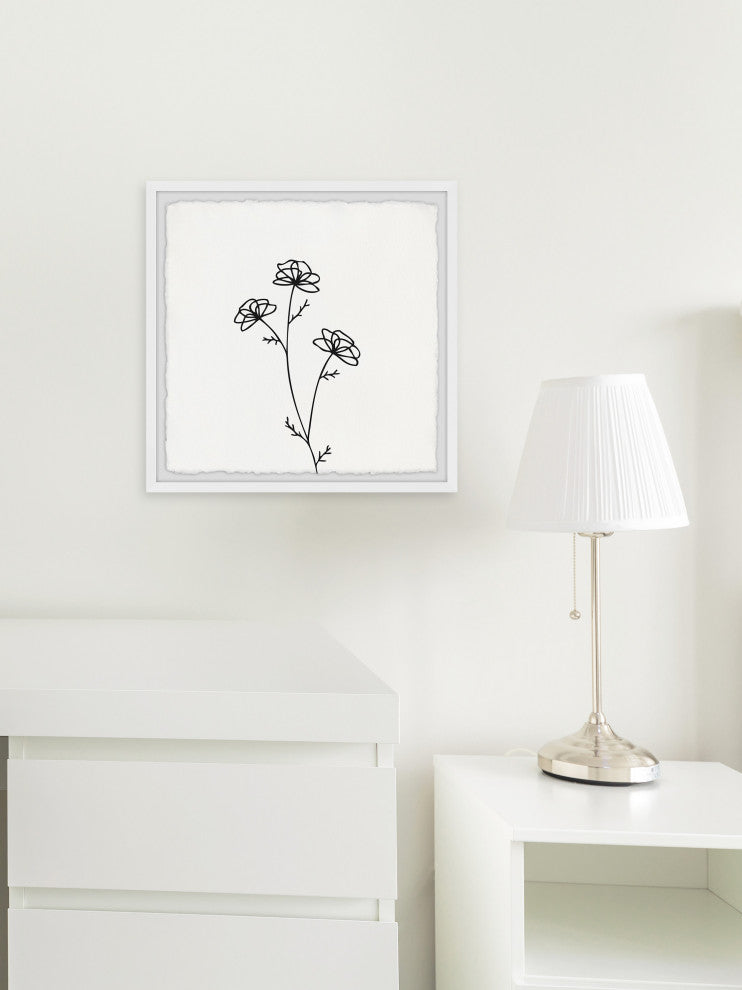 "Poppy Outline" Framed Painting Print, 32x32