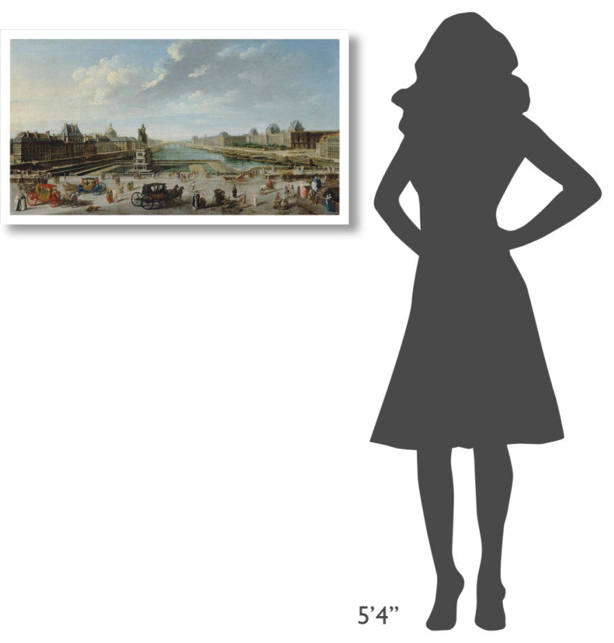 "A View of Paris from the Pont Neuf" Print by Jean-Baptiste Raguenet, 38"x21"